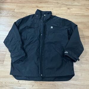 Carhartt C72 BLK Shoreline Jacket Mens Large Black Waterproof Breathable Coat